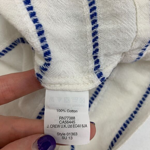 J Crew Striped Tunic Shirt Womens XS Extra Small Low Cut V Neck 3/4 Sleeves Top - Picture 8 of 11